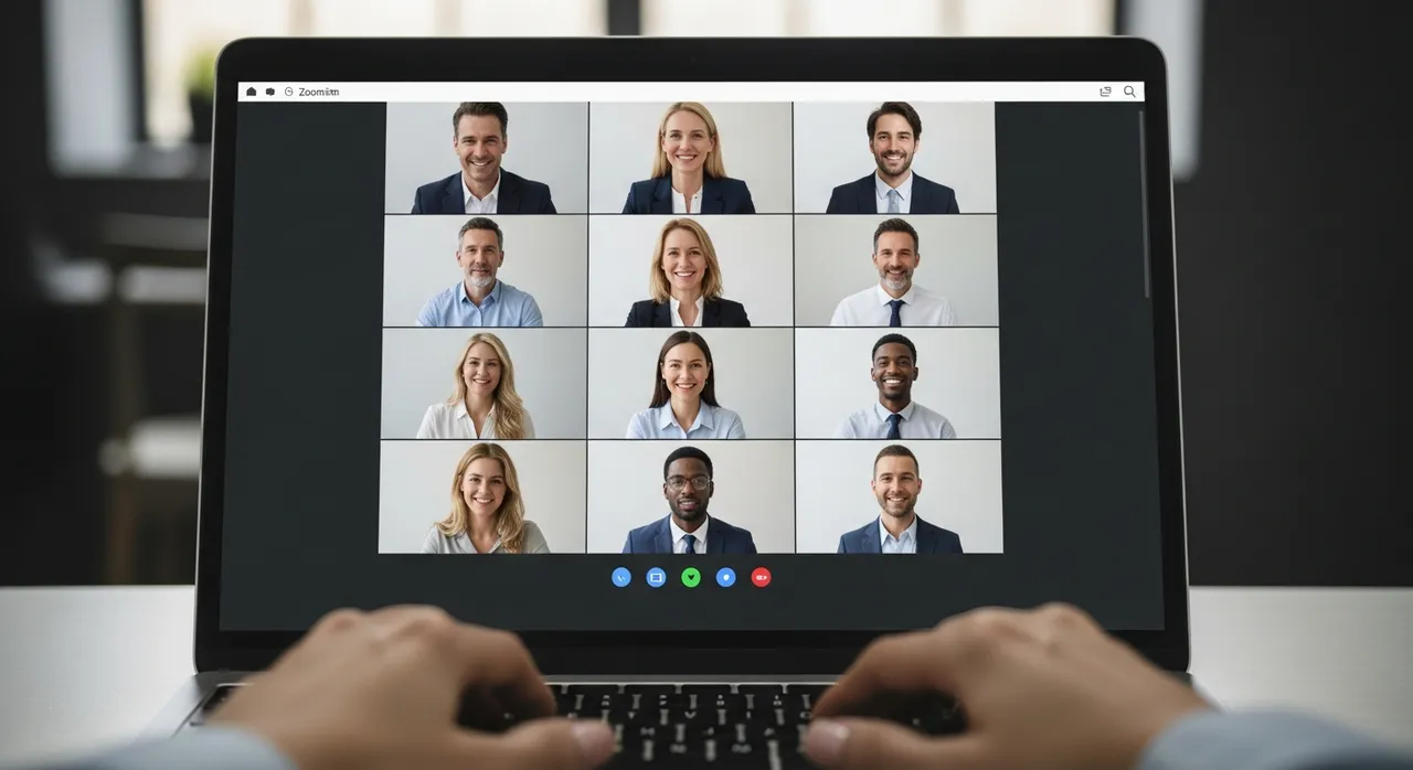 Webinar grid on laptop